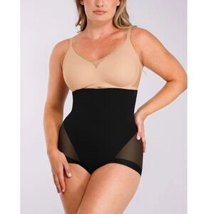 Shapellx Women's Black Mesh Smooth Butt-Lifting Brief Shaping Shorts Size XL NWT